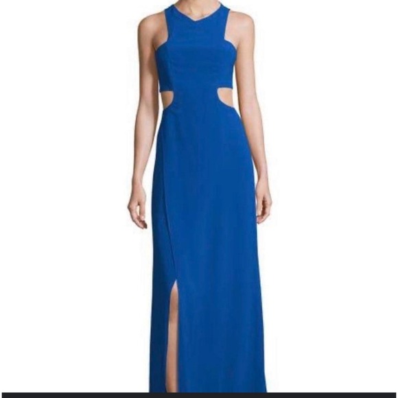 Halston‎ Heritage Royal Blue Cutout Sleeveless Maxi Dress Gown Size 4 Formal